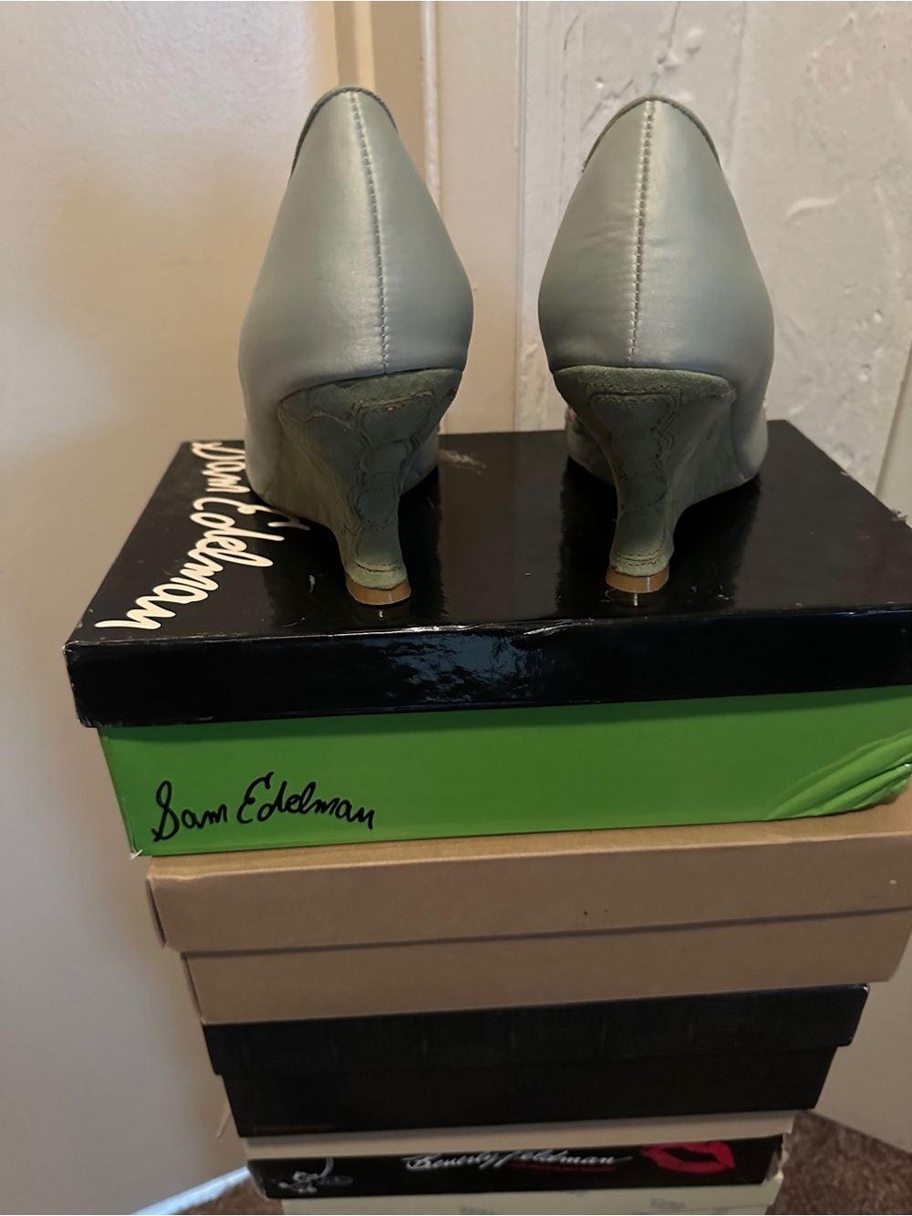 Sam Edelman Women's Mint Green Heels With Floral Accents - Size 10 - Picture 4 of 7